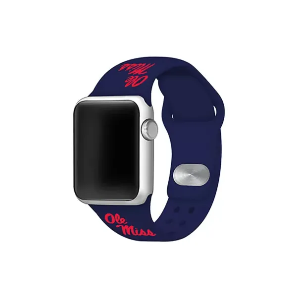 affinity-bands-ncaa-ole-miss-rebels-silicone-apple-watch-band-38-millimeter,-navy-blue,-38-mm/