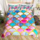 Loussiesd Rainbow Fish Scales Comforter Cover King Size Mermaid Bedding Set Pink Purple Blue Decorative 3 Pieces Anti-Fading Duvet Cover Set Luxury Bedspread Cover with 2 Pillowcase Microfiber Zipper