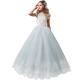 Pageant Dresses for Girls Holy Communion Tutu Wedding Bridesmaid Flower Girls Evening Poofy Maxi Long Elegant Lace Floral Vintage Prom Ballgown Formal Occasion Princess Dress Up Light Blue 12-13Y