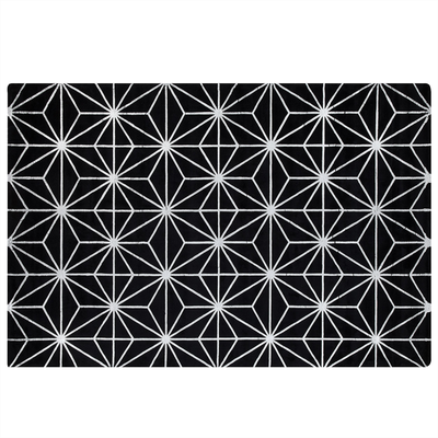 Teppich Schwarz Viskose 140x200cm geometrisches Muster in Silber Kurzflor rechteckig Glamour Look