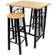 Lot de 2 tabourets de bar chaise avec table haute set bois acier design cuisine salon - Bois
