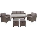 Poly-Rattan Garnitur HHG 078, Garten-/Lounge-Set Sofa Sitzgruppe, Tischplatte wpc Spun Poly