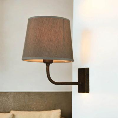 Wandleuchte Messing Stoff Schirm in Beige Image