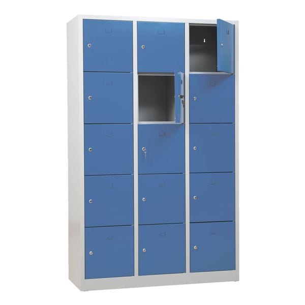 Gürkan Schließfachschrank 3x 5 Fächer Zylinderschloss grau, 119x190x45 cm Image