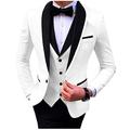 Men's 3 PC White Slim Fit Prom Suits Shawl Lapel Wedding Suits Groom Tuxedos Business Men Suits Dinner Suits 44 Chest / 38 Waist