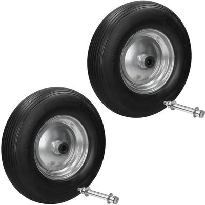 Ecd Germany - 2er Set Schubkarrenrad aus pannensicherem pu Vollgummi, Ersatzrad Gummirad mit Achse, Image