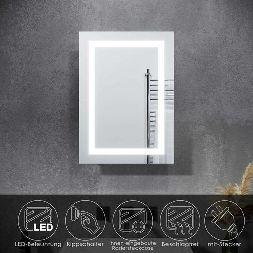 Spiegelschrank mit Beleuchtung, Rasierersteckdose und Schiebetür/BadezimmerSpiegelschrank/Bad
