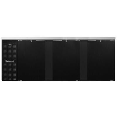 Continental Refrigerator BB90SN 90" Black Shallow-Depth Solid Door Back Bar Refrigerator