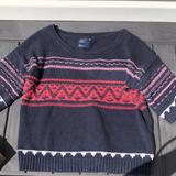 American Eagle Outfitters Sweaters | Aeo 3/4 Arm Sweater Medium | Color: Blue/Red | Size: M