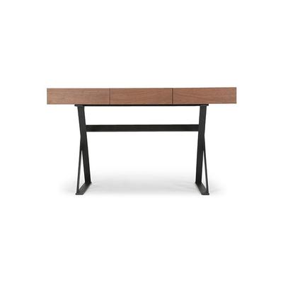 Schreibtisch - Holz & Metall - Braun & Schwarz - NV GALLERY - TUXEDO - Schreibtisch, Walnußholz & schwarzes Metall, B140