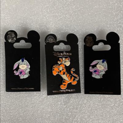 Disney Jewelry | 3 Disney Pins Tigger Eyeore New | Color: Gray/Orange | Size: Os