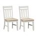 Lark Manor™ Chu Linen Slat Back Side Chair in White Wood/Upholstered/Fabric in Brown/White | 39 H x 19 W x 22 D in | Wayfair