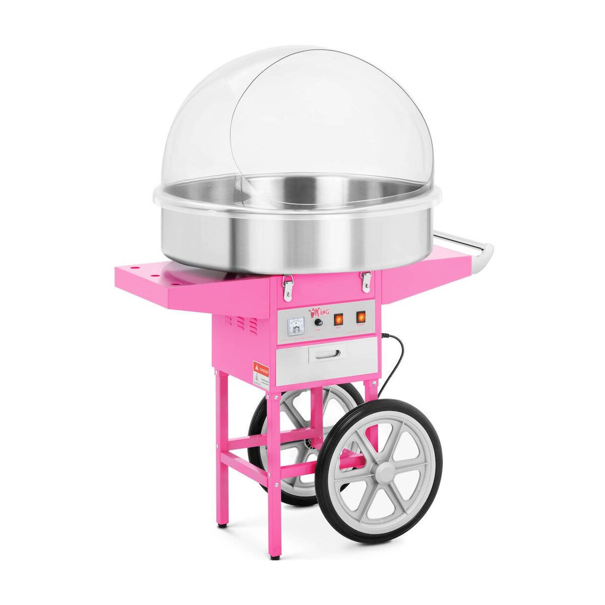 Royal Catering Zuckerwattemaschine mit Wagen - 72 cm - 1200 W - Spuckschutz - pink - Image