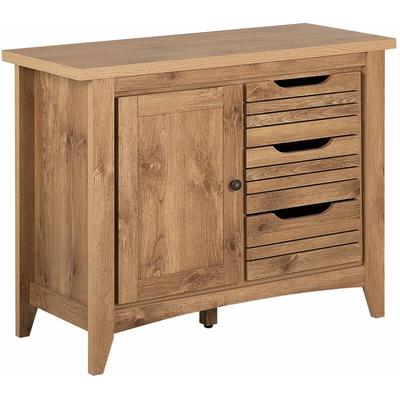 Kommode Beistellschrank Heller Holzfarbton mdf Platte Faserplatte 80 x 99 x 43 cm Modern Rustikal