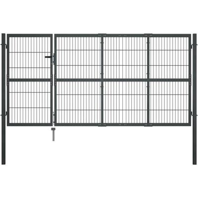 vidaXL Gartentor mit Pfosten Stahl 350×120 cm Anthrazit Image