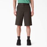 Dickies Men's Loose Fit Flat Front Work Shorts, 13" - Dark Brown Size 34 (42283)
