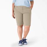 Dickies Women's Plus Perfect Shape Straight Fit Bermuda Shorts, 11" - Rinsed Oxford Stone Size 22W (FRW41)