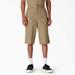 Dickies Men's Loose Fit Multi-Use Pocket Work Shorts, 15" - Khaki Size 42 (41283)