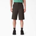 Dickies Men's Loose Fit Flat Front Work Shorts, 13" - Dark Brown Size 38 (42283)
