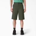 Dickies Men's Loose Fit Flat Front Work Shorts, 13" - Olive Green Size 38 (42283)