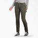 Dickies Women's Flex Slim Fit Duck Carpenter Pants - Rinsed Moss Green Size 8 (FD2600)