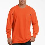 Dickies Men's Heavyweight Neon Long Sleeve Pocket T-Shirt - Bright Orange Size XL (WL450N)