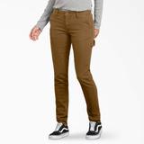 Dickies Women's Flex Slim Fit Duck Carpenter Pants - Rinsed Brown Size 12 (FD2600)