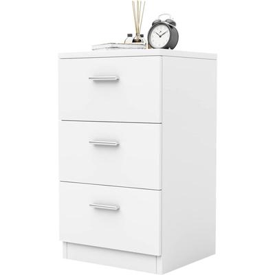 Nachttisch mit 3 Schubladen, Holz, Nachtschrank Aktenschrank, 38x35x66cm Weiß - Costway Image
