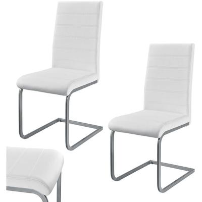 Freischwinger Schwingstuhl Vegas 2er Set in Weiß – Esszimmerstuhl mit Metall-Gestell & Bezug aus Image