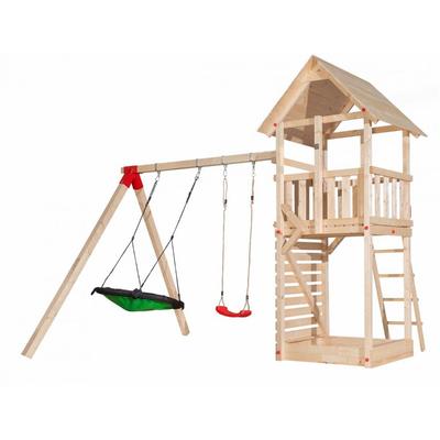 weka Tabaluga Drachenturm Set Spielturm mit Doppelschaukel und Sandkasten Image