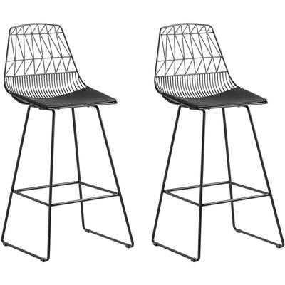 Moderner Barstuhl 2er Set mit Kissen Schwarz Rückenlehne 113 cm Industriell Image