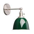 Phansthy Industrial Wall Light with On Off Switch, Retro Style Led Metal Lamp with Dome Shade, E27 Indoor Wall Lighting Fixtures for Kitchen Restaurant Bedroom (Dark Green)