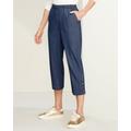 Draper's & Damon's Women's Denim Tab-Front Capris - Blue - 2X - Womens