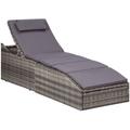 Vidaxl - Lettino Prendisole con Cuscino in Polyrattan Grigio