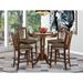 Charlton Home® Smyth 4 - Person Counter Height Rubberwood Solid Wood Dining Set Wood/Upholstered in Brown | Wayfair