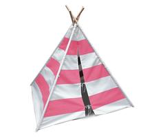 Modern Home Children's Canvas Tepee Set with Travel Case - Pink Stripes
