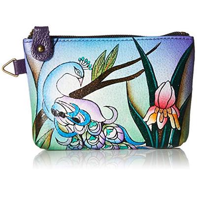 Anna by Anuschka Hand Painted Leather Women's Coin Pouch, Midnight peacock