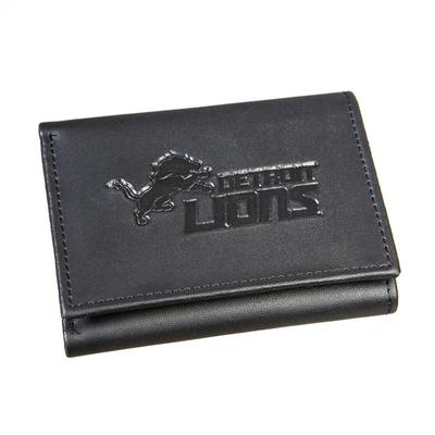 Team Sports America Detroit Lions NFL Leather Tri-Fold Wallet, Black