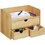 Organiseur de bureau, Organisateur en bambou, compartiments, tiroirs, fournitures, hlp 21 x 30 x 20