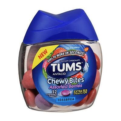 TUMS Extra Strength 750 Antacid Chewy Bites Assorted Berries - 32 ct, Pack of 3