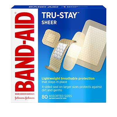 Band-Aid Brand Tru-Stay Sheer Strips Adhesive Bandages for First Aid and Wound Care, All One Size, 8