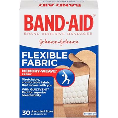 BAND-AID Bandages Flexible Fabric Assorted Sizes 30 Each (Pack of 4)