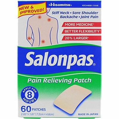 5 Pack Salonpas Pain Relieving Patches, Works For 8 Hours 60 Per Box (300 Total)