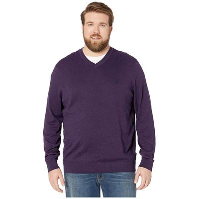 Nautica Big & Tall Big Tall V-Neck Navtech Knit Sweater (Blackberry Heather) Men's Sweater
