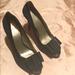Nine West Shoes | Black Open Toe Suede Heel | Color: Black | Size: 9.5