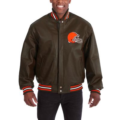 "JH Design Cleveland Browns Brown Leather Full-Snap Jacket"