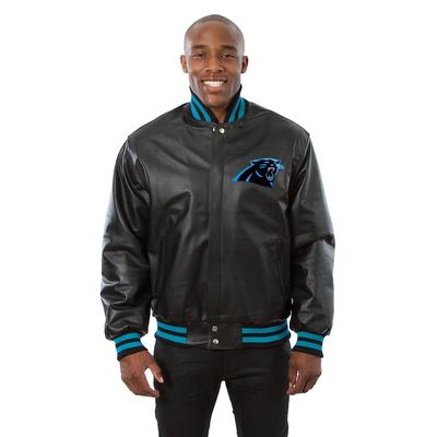 "JH Design Carolina Panthers Black Leather Jacket"