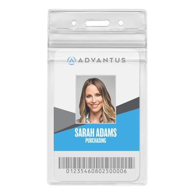 Advantus 75524 2 7/8" x 4 5/16" Clear Resealable Vertical ID Badge Holder - 50/Pack