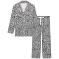 Amorbella Womens Two Piece Button Up Pajama/Pj/Sleep/Lounge/Jammy Sets Sleepwear(Cheetah, Medium)