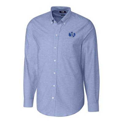 "Cutter & Buck Air Force Falcons Blue Stretch Vault Logo Oxford Long Sleeve Shirt"